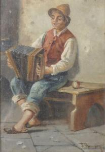 BERNEY J,A Peasant Boy playing his Accordion,John Nicholson GB 2018-06-20