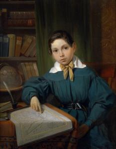 BERNHARD Pieter Gerardus 1813-1880,Der junge Geograph,1840,Galerie Bassenge DE 2012-11-29