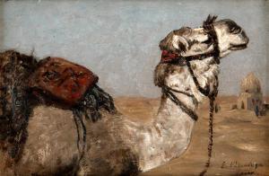 BERNINGER Edmund 1843-1909,Ein Dromedar in Kairo; Karawane in der Wüste,Galerie Bassenge 2022-06-02