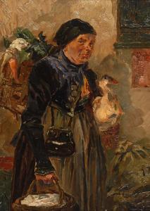 BERNLÖHR Otto 1887-1943,Marktfrau mit Gans,Wendl DE 2017-10-26