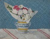 BERNOUARD Suzanne 1900-1900,Bouquet sur fond bleu,Art Richelieu FR 2024-02-15