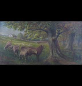 BERNSTEIN H. Sylveste,A shady spot, sheep sheltering,1905,Dee, Atkinson & Harrison GB 2009-07-03