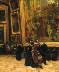 BEROUD Louis,At the Louvre, with Veronese\’s \“The Wedding Feas,1889,Palais Dorotheum 2023-05-02