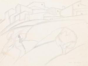 BERQUE Jean 1896-1954,VIEW OF A TOWN ON A HILL,Dreweatts GB 2023-10-25