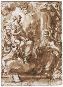 BERRETTONI Niccolò 1637-1682,THE VIRGIN AND CHILD APPEARING TO A BISHOP SAINT,Sotheby's 2018-03-22