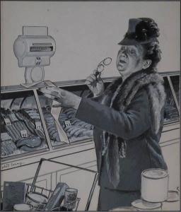 BERRY Phil,Woman examining shopping list in grocery store at ,Illustration House 2007-09-20