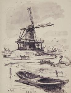 BERSIER Jean Eugene 1895-1978,Le moulin,Art Richelieu FR 2024-04-16