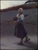 BERTEAUX Hippolyte Dominique 1843-1926,Goose Girl,1885,Heffel CA 2007-10-27