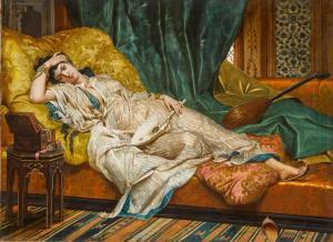 BERTEAUX Hippolyte Dominique 1843-1926,Odalisque with fan,1876,Sotheby's GB 2023-10-24