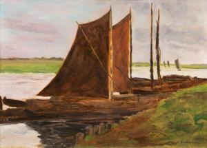BERTELSMANN Walter 1877-1963,Boats on river Hamme,1907,Stahl DE 2020-09-26