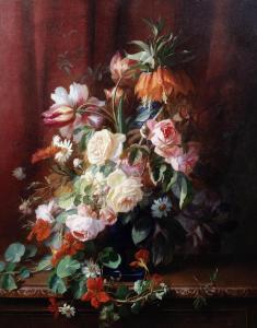 BERTHELIER Jean Marie 1834,Still life of mixed flowers in an urn,1868,Bonhams GB 2014-01-22