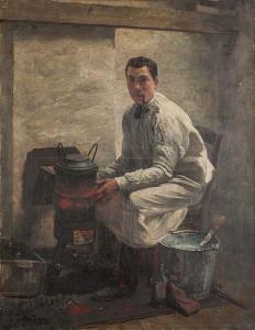 BERTHIER E,Autoportrait à la pipe,1896,Mercier & Cie FR 2012-10-07