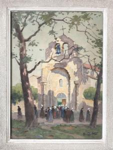 BERTHIER Ernest 1873-1967,La sortie de messe,Adjug'art FR 2022-10-29