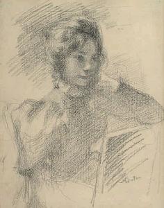 berthon auguste 1858,Bildnis einer jungen Frau, den Kopf in die Hand ge,Galerie Bassenge 2015-05-29