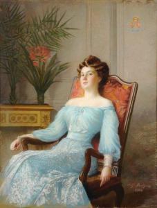 berthon auguste 1858,Portrait de femme,1902,Pierre Bergé & Associés FR 2009-05-18