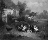 BERTHON J 1800-1900,"Hühner hinter einem Bauernhaus". Sign. Öl auf Lwd,Neumeister DE 2004-09-23
