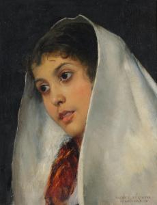 BERTHOUD Alfred Henri 1848-1906,Portrait de jeune fille,Beurret Bailly Widmer Auctions CH 2023-03-29