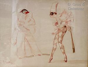 BERTIN Émile 1878-1957,Acteurs de la commedia del arte,Gros-Delettrez FR 2022-03-02
