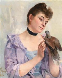BERTIN Alexandre 1854-1934,Young Woman with Pigeon,Palais Dorotheum AT 2016-06-30