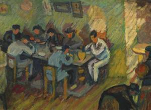 BERTIN Charles Maurice 1887-1956,Paysans Sardes ou Café en Sardaigne,1915,Christie's GB 2024-04-10