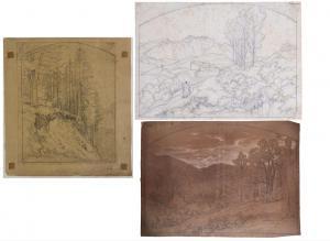 BERTIN Edouard Francois 1797-1871,Paysage de montagne (3 oevres),Millon & Associés FR 2022-02-18