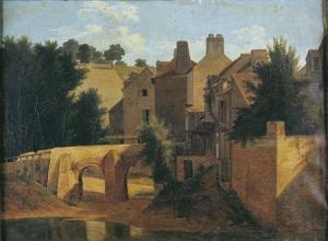 BERTIN Jean Victor 1767-1842,VUE D'UN VILLAGE EN BORD DE RIVIÈRE,Tajan FR 2007-06-20