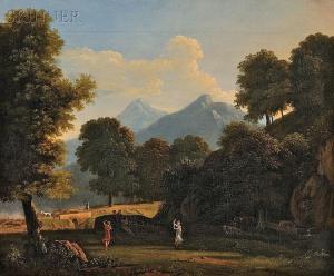 Jean Victor Bertin - Mountainous Landscape With Classical Figures