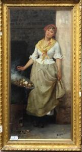 BERTINI Luciano,A young lady with tub of potatoes in a doorway,Andrew Smith and Son 2019-07-09