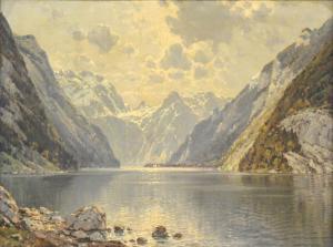 BERTOLD Carl 1870,Alpine lake scene,Gilding's GB 2019-10-01