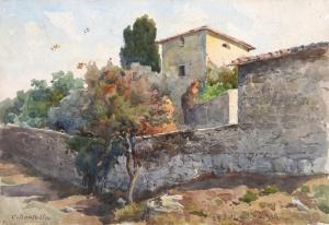 BERTOLLA Cesare 1845-1920,Casolare,1912,Galleria Pananti Casa d'Aste IT 2024-04-19