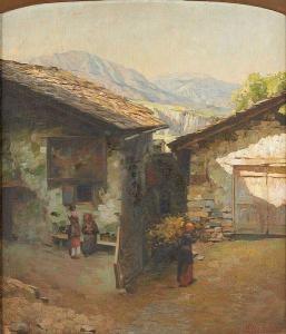 BERTOLOTTI Cesare 1854-1932,Village alpin,Horta BE 2021-04-19