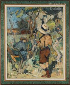 BERTRAM Abel 1871-1954,Deux personnages au jardin,Gros-Delettrez FR 2023-10-02