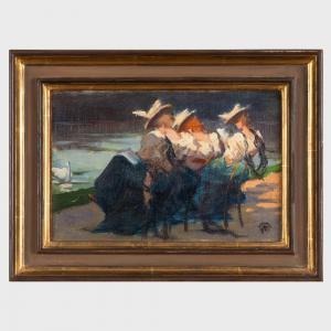 BERTRAM Abel 1871-1954,Three Seated Women Reading in the Sun,Stair Galleries US 2024-02-29