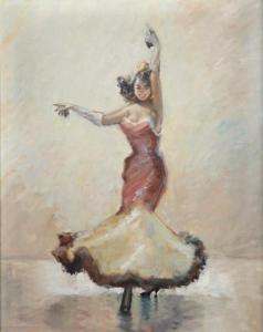 BERTRAM Franz H 1843,Flamenco-Tänzerin, in ihren erhobenen Händen Casta,DAWO Auktionen DE 2010-05-05