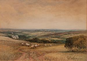 BERTRAM Paul 1833-1901,Extensive landscape with sheep in the foreground a,Capes Dunn GB 2020-06-30