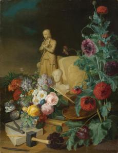 BERTRAND Élise 1800-1800,Still life with allegory of the visual arts.,Galerie Koller CH 2008-09-15