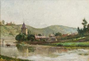 BERTRAND Eugene 1858-1934,Continental Lakeside Town,Rowley Fine Art Auctioneers GB 2018-06-05