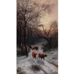 BERTRAND Harald, Hansen,Harald  Hall  Winter Landscape with Cows,Ripley Auctions 2017-03-04