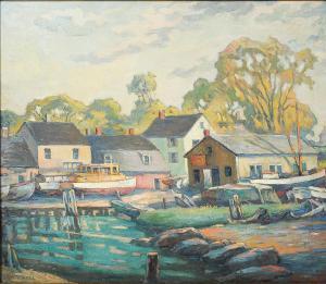 BERTRAND MITCHELL GEORGE 1874-1966,Riverside Village,Burchard US 2021-11-14