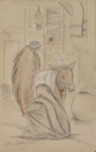 BERTUCHI NIETO Mariano 1885-1955,Personajes con burros (anverso) Persona,Arte Información y Gestión 2007-04-18