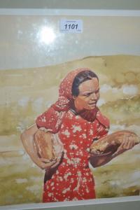 BERWICK John 1900-1900,woman in a landscape holding bread,Lawrences of Bletchingley GB 2017-07-18