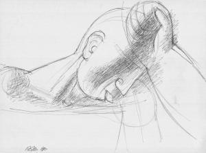 Berzins Boriss 1930-2002,Learning to draw a head,1980,Antonija LV 2021-12-19
