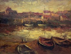 Berzins Valter 1925-2009,Harbour scene at Dusk,David Duggleby Limited GB 2023-07-22