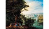 BESCHEY Balthasar 1708-1776,paysage fluvial aux promeneurs,Mercier & Cie FR 2000-05-28