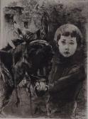 BESNARD ALBERT,child with a donkey,1888,Burstow and Hewett GB 2018-09-20