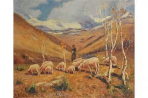 BESOZZI Adolfo 1844-1908,A hill shepherd and his flock,Boldon GB 2015-03-04
