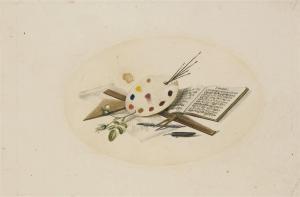 BESSA Pancrace 1772-1846,Une palette de peintre avec des pinceaux, une part,Christie's GB 2008-11-16