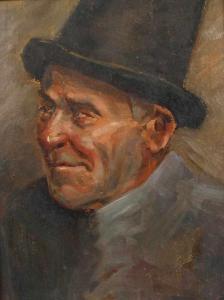 BEST Hans 1874-1942,Charakterkopf Portrait eines Herren mit hohem Hut ,Mehlis DE 2020-05-28