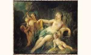 BETHON Pierre Jacques,Une nymphe au bain avec cupidon,Piasa FR 2001-12-05