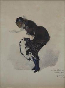 BETHUNE Gaston 1857-1897,Jeune femme à la robe noir,1882,Mercier & Cie FR 2021-07-04